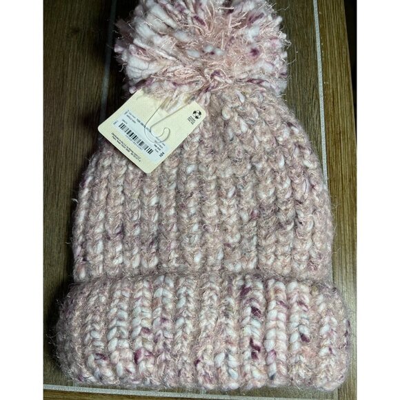 a.n.a Womens Pink Marled Yarn Pom-Pom Beanie Hat One Size - Picture 2 of 6